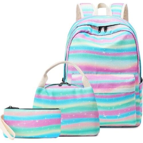 3pcs School Backpack for Teenager Girl Laptop Daypack with Lunch Bag Pencil Case