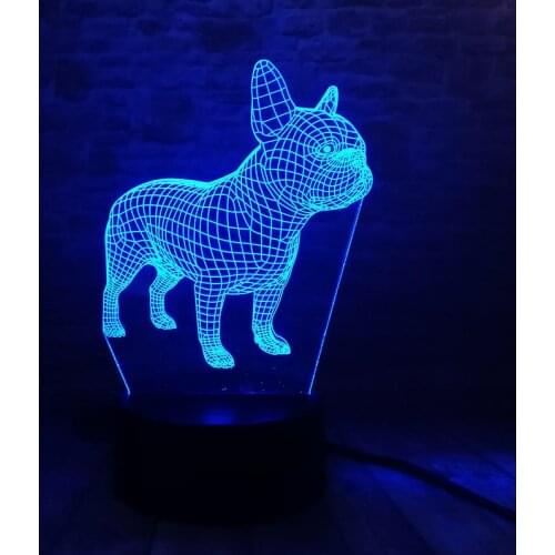 3D Illusion LED Nightlight Luminous Colorful Flashing Light Glow in the Dark Night Desk Lamp french bulldog Figure Model Toys