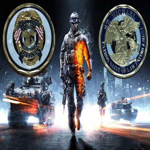 5pcs/lot free shipping Police Officer ST Michael Patron Saint of Law Enforcement Challenge Coin