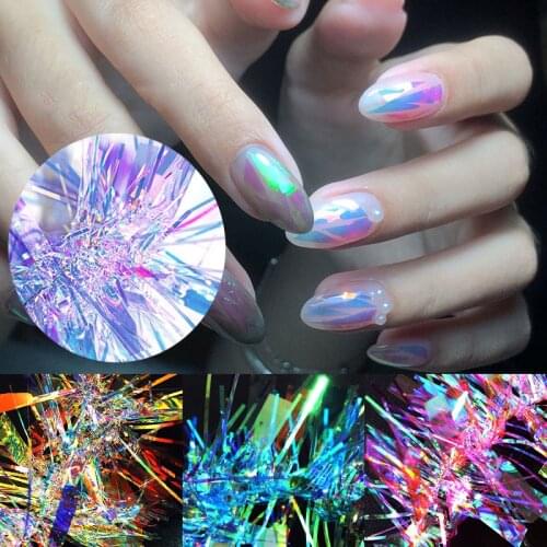 Aurora Glass Magic Nail Sticker Holographic Colorful Fire Reflections Self-Adhesive Foils DIY Nail Art Decoration Sticker