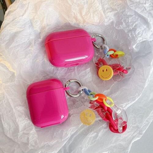 Candy Color flower and Case For Apple Airpods 1 2 3 Bracelet Accessories Protective Bag Box Earphone Key ring Soft TPU Cover