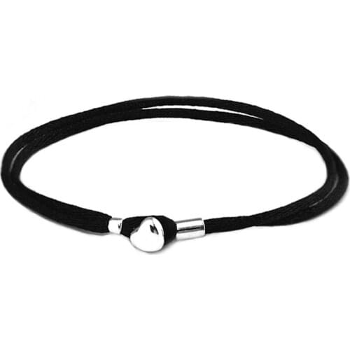 Black Fabric Cord Bracelet 925 Sterling Silver Charm Bangle Bracelets for Women Luxury Brand Jewelry accesorios mujer