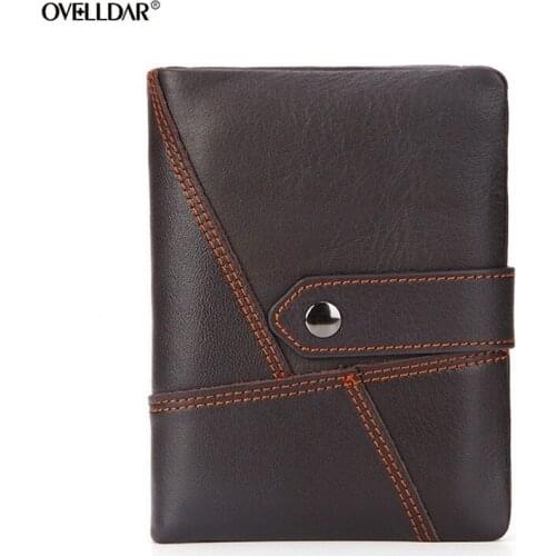 Mens Short Genuine Leather Wallet Vintage Coin Purse Small Card Holder First Layer Leather Wallet Money Bag Hasp Wallet