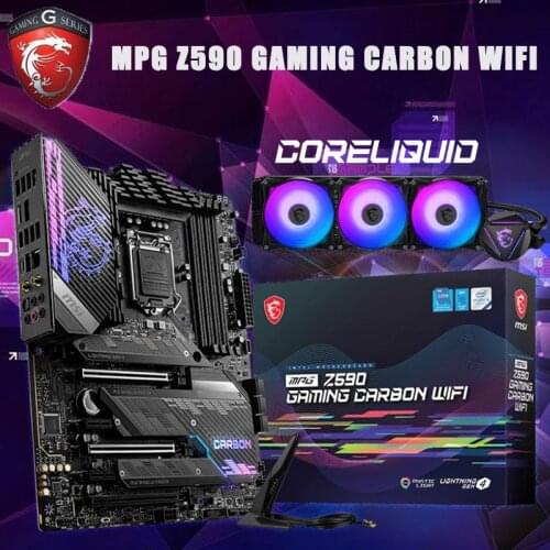 LGA 1200 MSI MPG Z590 GAMING CARBON WiFi Motherboard With MSI MAG Core Liquid 360R Water Cooling DDR4 PCI-E 4.0 Overlocking ATX