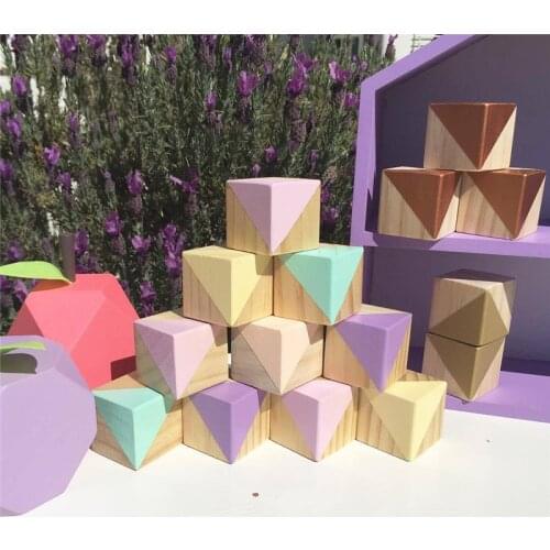 INS Nordic Wooden Blocks Ornaments Kids Toys Wood Building Block Children Room Decoration Figurines Photography Props Home Decor
