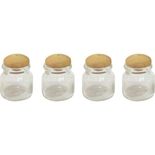 Dollhouse 4Pcs Miniature Food Jar W/ Wooden Lids FOR 1/12th Scale Dolls House