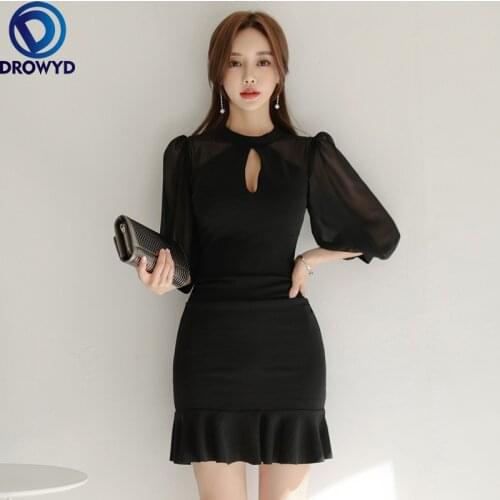 Summer Dresses Chiffon Vintage Black Bodycon Bandage Dress Women Office Elegant Korean Sexy Party Mini Mermaid Sundress Clothes