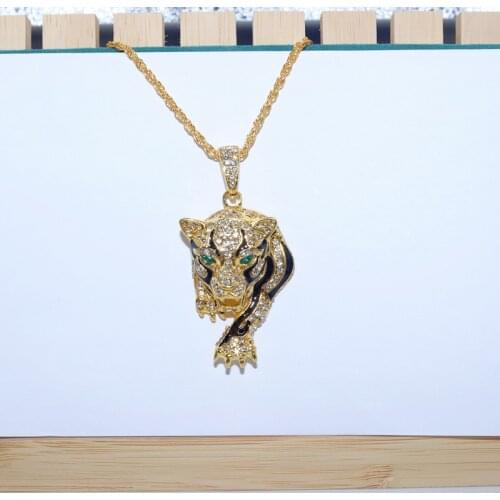 Personality Trend Male Men Animal Lion Men Jewelry Gold Cheetah Animal Pendant Fashion Cool Necklace