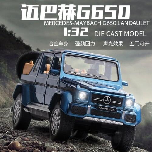 1:32 JACKIEKIM MB G650 LANDAULET Alloy Diecast Car Toys for Kids Doors Open Music Light Pull-back Vehicle Gift Present for Boy