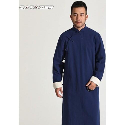 Linen IP MAN Kung Fu Robe Wing Chun Tai Chi Suit Shaolin Monk Taoist Martial Arts Uniforms Double-layer Chinese Robe and Mantle