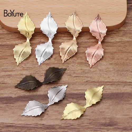 BoYuTe (50 Pieces/Lot) 9*43MM Metal Brass Stamping Leaf Materials Diy Hand Made Jewelry Findings Components