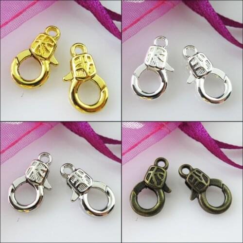 Fashion 12Pcs Lock Lobster Clasps Connectors Gold Dull Silver Bronze Plated 10x17mm