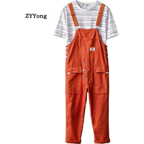 Fashion Mens Bib Overalls Leisure Multi-Pocket Loose Large Size Streetwear Hip Hop Jumpsuits Pants Comfortable Freight Trousers