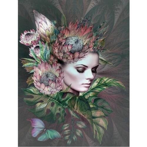 Full square Drill 5d Flower fairy woman Diamond Embroidery DIY Diamond Painting Cross Stitch kit mosaic kids room decor BY1163