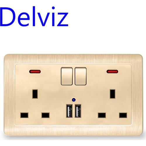 UK standard double usb socket mobile phone quick charging Family hotel decoration 110-250V 2Ausb interface 13A wall power outlet