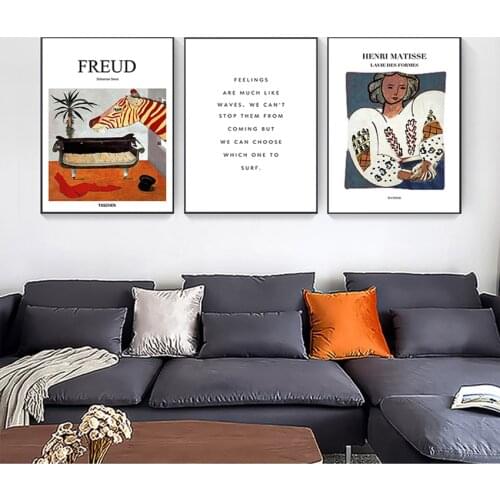 Canvas Wall Art for room office decor French freud Henri Matisse English letter Female Portrait modern decorative Picture
