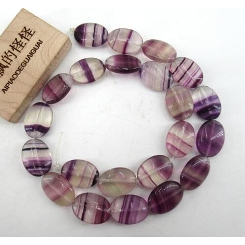 APDGG Natural Fluorite Purple Oval Egg Fluorite Gemstone Loose Beads 15" Strand Jewelry Making DIY