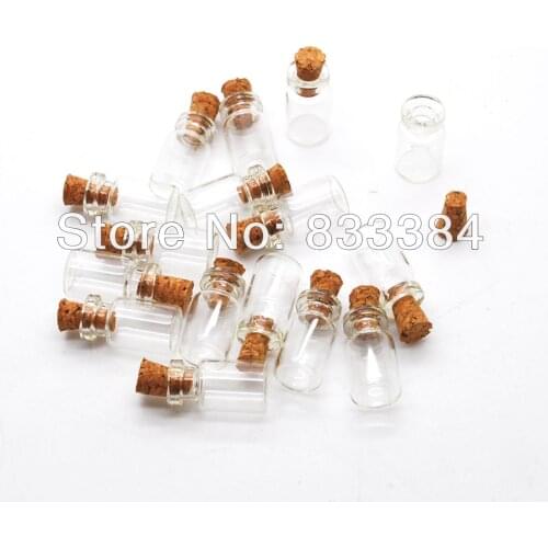 New 100pcs 0.5ml Vials Clear Glass Bottles with Corks Empty Sample Jars Small size: 10*18*5mm