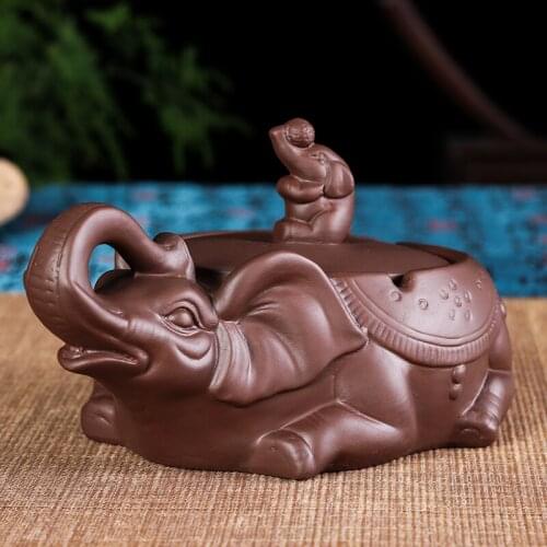 Creative Chinese Purple Sand Elephant Model Cigarette Ashtray Decorative Ceramics Elephant Ash Tray Tobacco Smoking Accessories