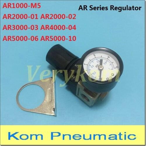 Verykom Pneumatic AR Series Compressed Air Regulator From 1/8" 1/4" To 1" Bsp Thread Port SMC Type With Bracket Gauge AR2000-02