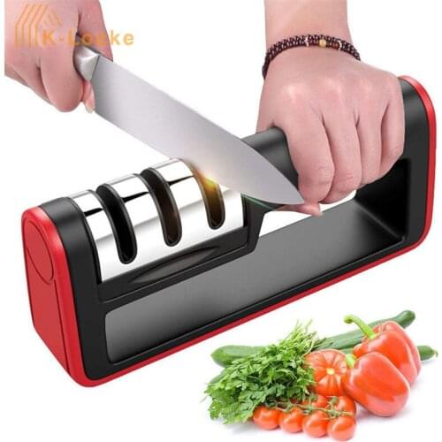 Professional Knife Sharpener Grindstone Quick 3 Stages Sharpener Multifunctional Knife Sharpening Tools Kitchen Supplies