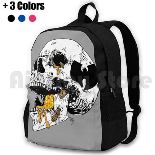 Outdoor Hiking Backpack Riding Climbing Sports Bag Rap Music Skull Honey Bees Bee Killabees Rizza Black Yellow White Cool Sick