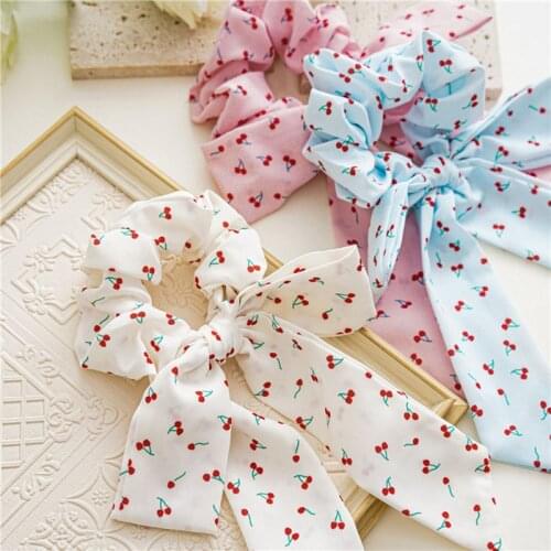 Harajuku Chouchou Foulard Ruban Elastic Band Scarf For Women Ponytail Holder Scranchis Streamers Hair Ring Fashion Ribbon
