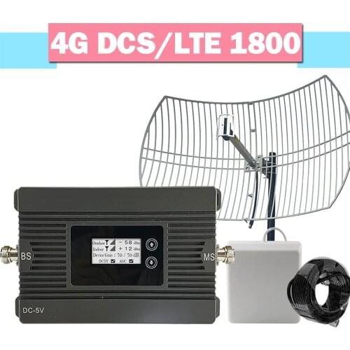 Smart 4G LTE DCS 1800MHz Cellular Signal Amplifier 80dB Gain High Power Grid Antenna Set Repeater LCD AGC 4G Cell Phone Booster