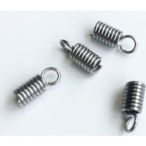 Inner Size 3MM ) 200Pcs/Pack Stainless Steel Leather Rope Spring Crimp End Beads Jewelry Findings & Accessories