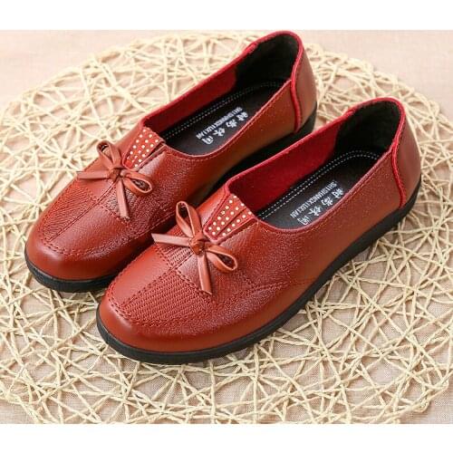 2020 NEW PU Leather Women Shoes Woman Flats Fashion Female Casual Work Ballet Flats Ladies Mother Shoes Slip on Loafers Hot