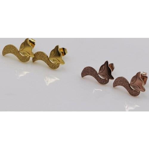 Fashion Brand Hot Fox Animal Stud Earrings Women Rose Gold Color Stainless Steel Lady Party Gift