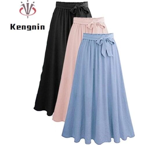 Oversized Womens Skirts 2021 Summer European Chic Ladies Chiffon Midi Skirts with Sashes Bow Female Chiffon Skirts KE1429