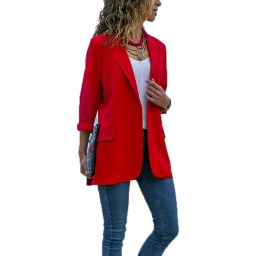 AECU Women Blazer Jackets Female Retro Suits Coat Feminino OL Blazers Outerwear Plus Size Open Front Short Cardigan Plus Size