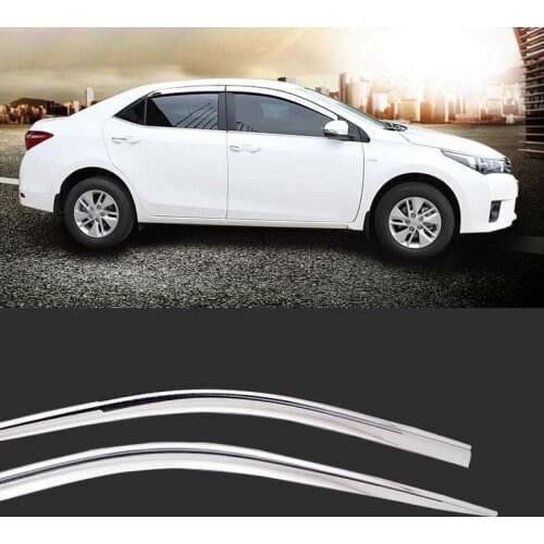 1 Set Brand New Chrome Side Vent Sun Shade Window Visors Rain Guard Deflectors For Toyota Corolla 2014-2018