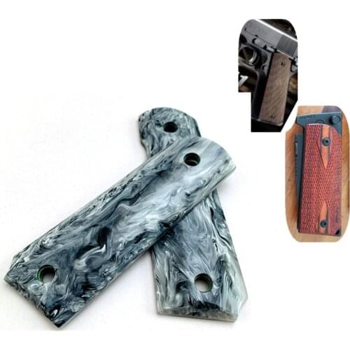 1 Pair Marble Texture Acrylic Handle Shank Patches DIY Anti Slip Material blank Scales Slabs for 1911 Grips Models