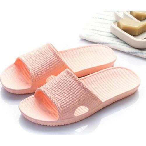 Summer Home Couple Slipper Pantuflas De Mujer Indoor Floor Flat Shoes Summer Non-slip Flip Flops Bath Breathable