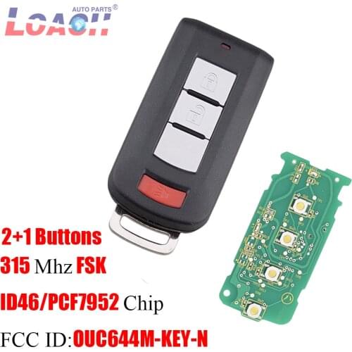 2+1Buttons 315Mhz PCF7952 Chip OUC644M-KEY-N No Mark Remote Car key For Mitsubishi Lancer Outlander Galant Transponder