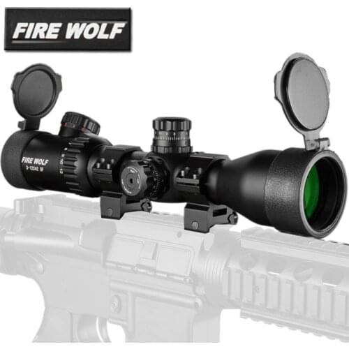 3-12x42 SF Mil-Dot Reticle Red Green illumination Magnification Tactical Rifle Scope Adjustable Objective Lens Airsoft