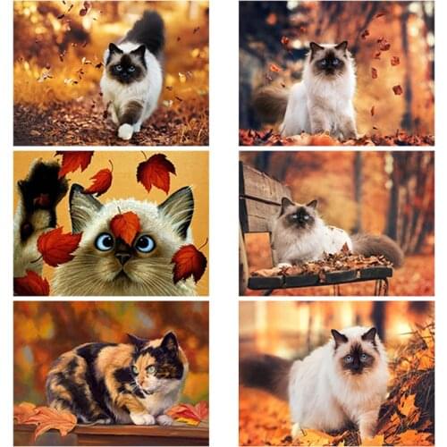 DIY 5D Diamond Painting Deciduous Cat Diamond Art Embroidery Animal Cross Stitch Full Round/Square Drill Resin Home Decor Gift