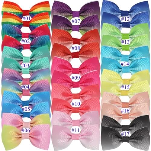 XIMA 17 Colors 3''Rainbow Ribbon Hair Bow Without Clip For Girls DIY Hair Ribbon Accessories