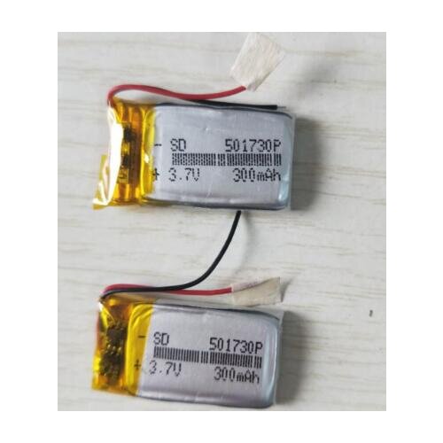 Free shipping 2pcs/lot 501730 3.7v 300mah polymer lithium rechargeable battery for SBH52 smart MP3 Bluetooth headset