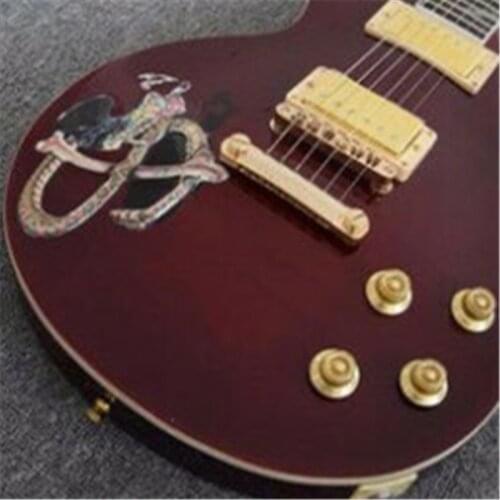 Free delivery, 6 string electric guitar, wine red, fingerboard dragon inlay, can be customized