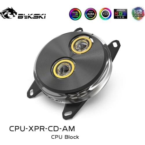 BYKSKI Water Cool Block for AMD Ryzen 7/Ryzen 5/Ryzen 3/AM4/AM3+/AM3/AM2+/AM2/FM2+/FM2/FM1 Copper Radiator