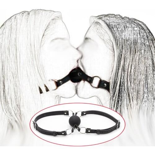 CamaTech PU Leather Double Duty Twins Strap Solid Silicone Ball BDSM Bondage Restraints Dual Strap Design Ball Gags Oral Gag Toy