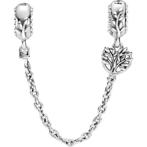 CODEDOG Hot Sale 925 Sterling Silver Love Heart Safety Chain Charms Stopper Pendant fit Women Bracelets DIY Jewelry CMC1112