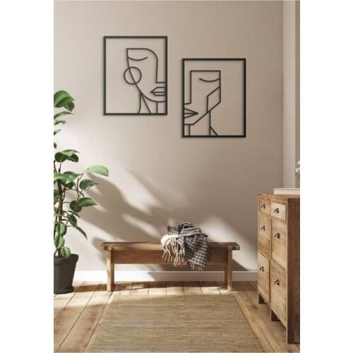 Decor Wood Frame Woman Hand Face Decor Mdf Canvas Painting Pictures for Living Room Kitchen Home 2 Female Faces Decorative Wood