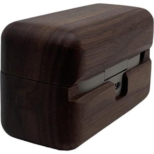 Wooden Protective Cover Shell Anti-fall Earphone Case Compatible with-S-ony WF-1000XM4 Wireless Earbuds