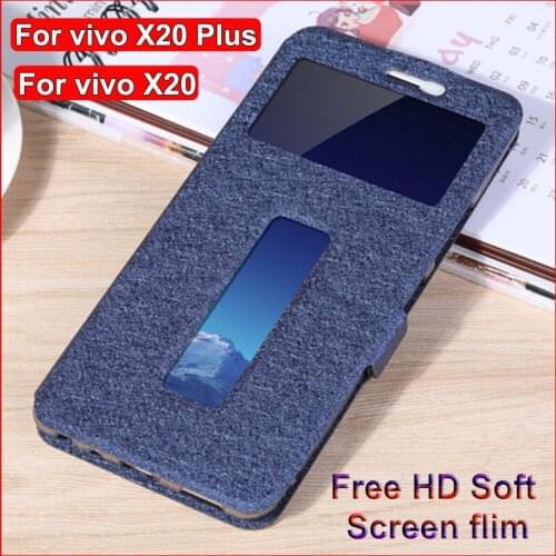 For vivo X20 X20Plus case vivoX20 leather shell front window back cover For vivo X 20 Plus phone cases X20Plus Stand flip Case
