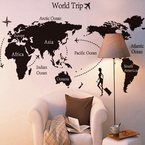 World Trip Map Sticker For Living Room Bedroom Decoration Removable PVC Wall Paper Decals Vinyl Mural Art DIY Posters Home Decor