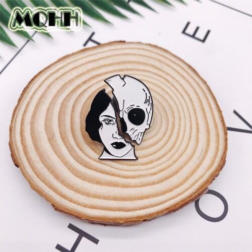 Creative Stitching Skeleton Brooch Face Alloy Custom Badge Shirt Bag Pin Exaggeration Punk Accessories Jewelry Gift For Friends
